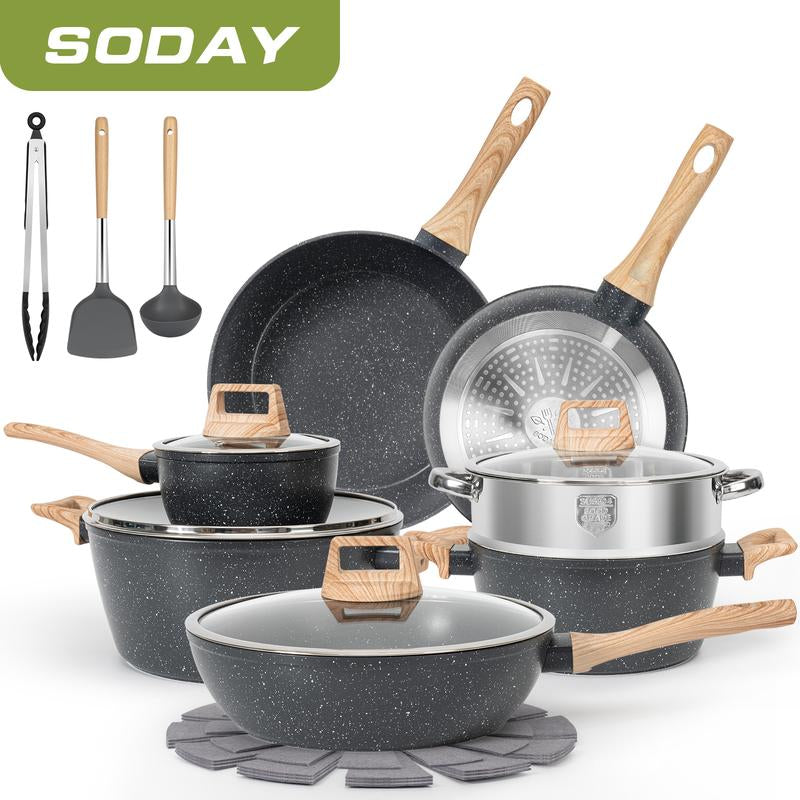 Set de Cocina Antiadherente de 17 Piezas – Aptos para Inducción