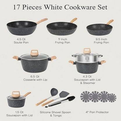 Set de Cocina Antiadherente de 17 Piezas – Aptos para Inducción